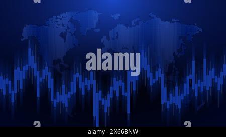 Global Finance - abstrakter Hintergrund mit Marktdiagramm und Punktweltkarte Stock Vektor
