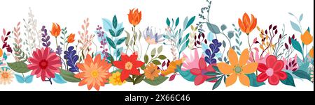„Wild Flowers“-Design Mit Nahtlosem Abstraktem Muster Stock Vektor