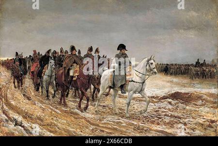 1814. Campagne de France (Napoleon und sein Stab, der nach der Schlacht von Laon aus Soissons zurückkehrt), 1864 (Musée d’Orsay) Jean-Louis-Ernest Meissonier Stockfoto