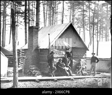 Brandy Station, Va Offiziere vor den Winterquartieren im Hauptquartier der Army of the Potomac, Bürgerkriegsfotos 1861-1865 Stockfoto