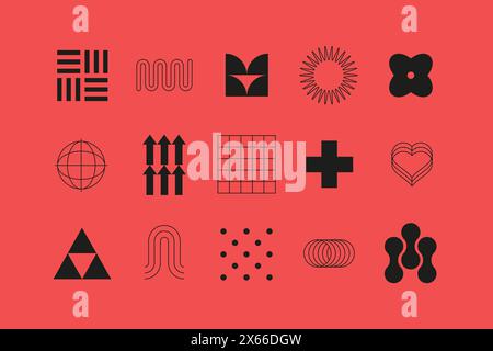 Einfache dekorative Symbole – flaches Design mit Symbolen Stock Vektor