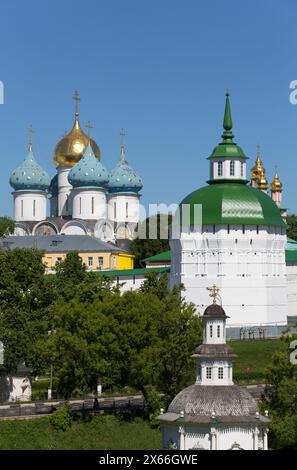 Übersicht, die Heilige Dreifaltigkeit, St. Serguis Lavra, UNESCO-Weltkulturerbe, Sergiev Posad, Russland Stockfoto