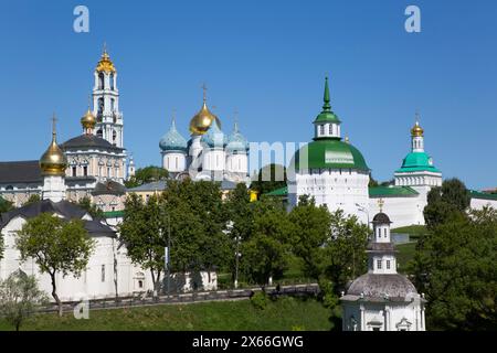 Übersicht, die Heilige Dreifaltigkeit, St. Serguis Lavra, UNESCO-Weltkulturerbe, Sergiev Posad, Russland Stockfoto