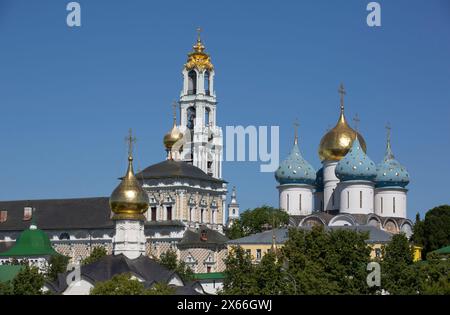 Übersicht, die Heilige Dreifaltigkeit, St. Serguis Lavra, UNESCO-Weltkulturerbe, Sergiev Posad, Russland Stockfoto