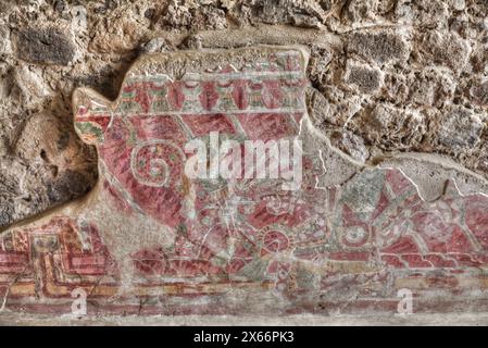 Fototapete des von Menschen gekleideten Jaguar Mantels, Palast von Tetitla, Teotihuacan archäologische Zone, Bundesstaat Mexiko, Mexiko Stockfoto