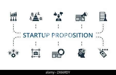 Startvorschlag festgelegt. Kreative Symbole. Bearbeitbare Elemente. Stock Vektor