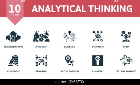 Analytisches Denken. Kreative Symbole. Bearbeitbare Elemente. Stock Vektor