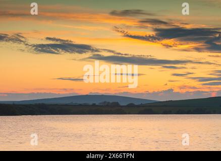 Sonnenuntergang Am Siblyback Lake Stockfoto