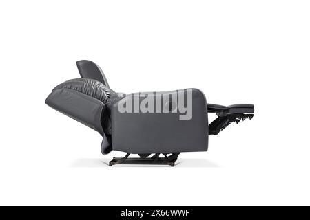 Zweisitziger Powerleder-Sessel-Stuhl isoliert auf weißem Hintergrund Stockfoto