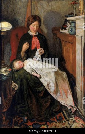 Ford Madox Brown, Warten, ein englischer Kamin von 1854-55, Ölgemälde auf Platte, 1851-1855 Stockfoto