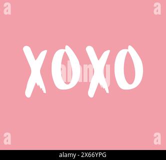 Vektor Hand gezeichnete Kritzelskizze Xoxo Schriftzug isoliert auf rosa Hintergrund Stock Vektor