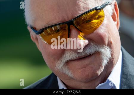 13. Mai 2024, Mecklenburg-Vorpommern, Peenemünde: Lech Walesa, Friedensnobelpreisträger, ehemaliger Vorsitzender der gewerkschaft Solidarnosc und ehemaliger polnischer Präsident, besucht Peenemünde im Rahmen des European Arts Festival Summit, einer internationalen Kulturkonferenz mit über 230 Festivalveranstaltern aus mehr als 40 Ländern. Foto: Stefan sauer/dpa Stockfoto