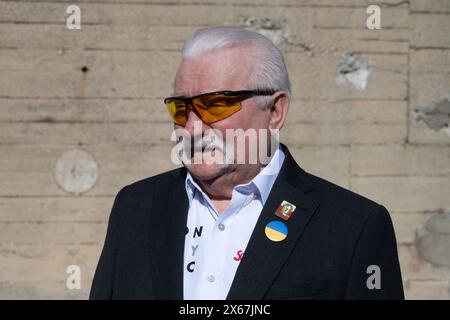 13. Mai 2024, Mecklenburg-Vorpommern, Peenemünde: Lech Walesa, Friedensnobelpreisträger, ehemaliger Vorsitzender der gewerkschaft Solidarnosc und ehemaliger polnischer Präsident, besucht Peenemünde im Rahmen des European Arts Festival Summit, einer internationalen Kulturkonferenz mit über 230 Festivalveranstaltern aus mehr als 40 Ländern. Foto: Stefan sauer/dpa Stockfoto