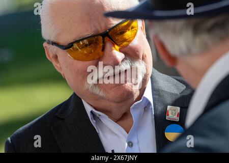 13. Mai 2024, Mecklenburg-Vorpommern, Peenemünde: Lech Walesa, Friedensnobelpreisträger, ehemaliger Vorsitzender der gewerkschaft Solidarnosc und ehemaliger polnischer Präsident, besucht Peenemünde im Rahmen des European Arts Festival Summit, einer internationalen Kulturkonferenz mit über 230 Festivalveranstaltern aus mehr als 40 Ländern. Foto: Stefan sauer/dpa Stockfoto