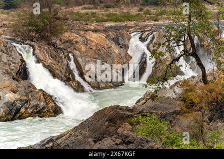 Die Mekong Falls Nam Tok Khon Phapheng, Si Phan Don, Provinz Champasak, Laos, Asien Stockfoto