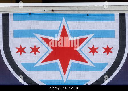 Bridgeview, Illinois, USA. Mai 2024. Chicago Red Stars Signage während des NWSL Soccer-Spiels zwischen dem Utah Royals FC und den Chicago Red Stars im SeatGeek Stadium in Bridgeview, Illinois. John Mersits/CSM/Alamy Live News Stockfoto