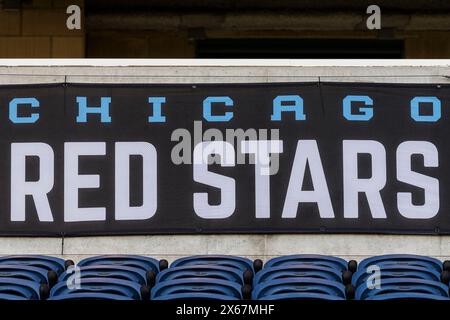 Bridgeview, Illinois, USA. Mai 2024. Chicago Red Stars Signage während des NWSL Soccer-Spiels zwischen dem Utah Royals FC und den Chicago Red Stars im SeatGeek Stadium in Bridgeview, Illinois. John Mersits/CSM/Alamy Live News Stockfoto