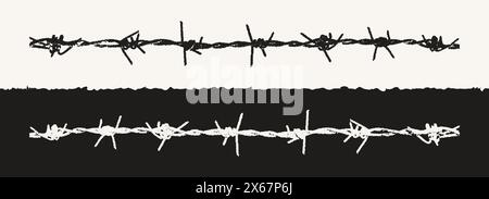 Stacheldraht-Retro-Fotokopie Stachelvektor-Illustration Stock Vektor