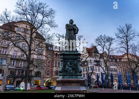 Das Lutherdenkmal auf dem Karlsplatz in Eisenach, Thüringen Stockfoto