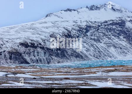 Der Svinafellsjokull-Gletscher im Winter in Ost-Island Stockfoto