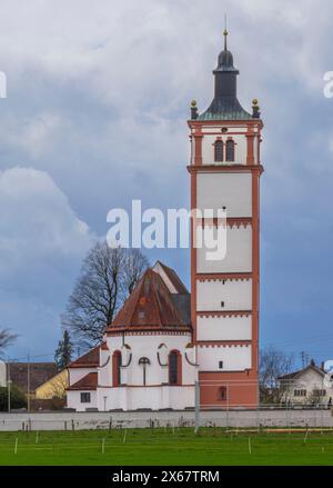 Pfarrkirche St. Martin in Lamerdingen, Ostallgäu, Schwaben, Bayern, Deutschland Stockfoto
