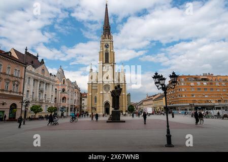 Name der katholischen Kirche Maria in Novi Sad, Serbien. April 2024 Stockfoto