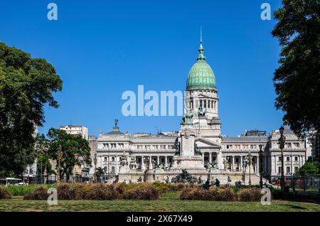 Buenos Aires, Argentinien, Parlament. Der argentinische Kongresspalast (Spanisch: Palacio del Congreso de la Nacion Argentina) in Buenos Aires ist Sitz des argentinischen Nationalkongresses. Das parlamentsgebäude befindet sich im Bezirk Balvanera an der Plaza del Congreso. Stockfoto