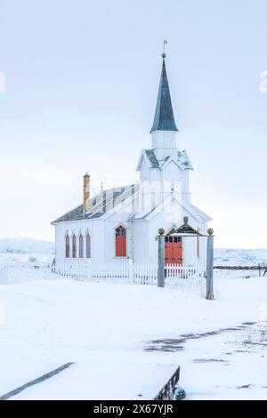 Nesseby, Kirche, Varanger Halbinsel, Finnmark, Norwegen, Stockfoto