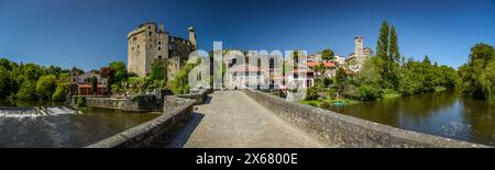 Wunderschöne Landschaft der mittelalterlichen Stadt Clisson in Loire Atlantique in Frankreich Stockfoto