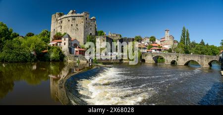 Wunderschöne Landschaft der mittelalterlichen Stadt Clisson in Loire Atlantique in Frankreich Stockfoto