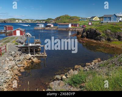 Atlantik, Kanada, Fischergemeinde, Fischerhütten, Inlet, Neufundland, Nordamerika, Spiller's Cove, Tourismus, Stadt Twillingate Stockfoto