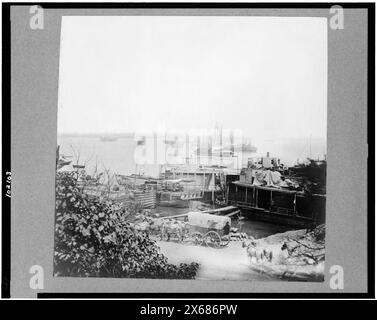 Blick auf City Point, Virginia, mit Lastkähnen, Transporten usw., Bürgerkriegsfotos 1861-1865 Stockfoto