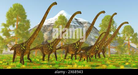 Dinosauriers war ein Pflanzenfresser Sauropod Dinosaurier aus dem späten Jura Periode Chinas. Stockfoto