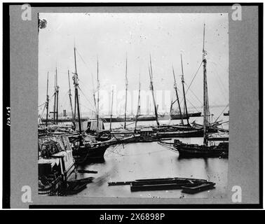 Blick auf Transporte, Binnenschiffe usw., City Point, Virginia, Bürgerkriegsfotos 1861-1865 Stockfoto
