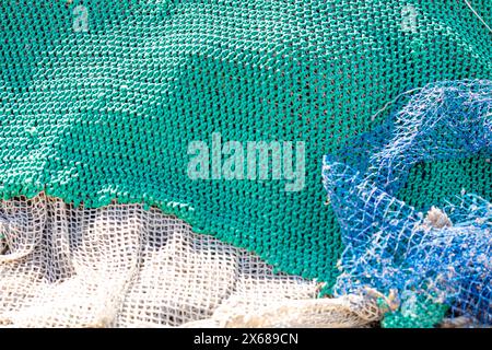 Fischernetze, Stillleben, Idylle, atmosphärisch, Hafen, Stadtspaziergang, Santa Pola, Alicante, Autonomie Valencia, Spanien, Stockfoto