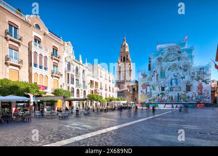 Kathedrale Santa Maria, Plaza Cardenal Belluga, Hausfassade, Altstadt, Architektur, Stadtbesichtigung, Murcia, autonome Region Murcia, Spanien, Stockfoto