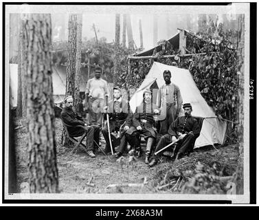 Offiziere der 114. Pennsylvania Infanterie vor Petersburg, Virginia, August 1864, Bürgerkriegsfotos 1861-1865 Stockfoto