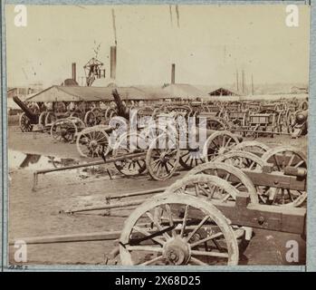 Gefangener Artillerie der Konföderierten auf den Docks von Rocketts, Civil war Photos 1861-1865 Stockfoto