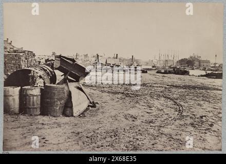 Blick auf die Docks in Rocketts, Richmond, Virginia, April 1865, Bürgerkriegsfotos 1861-1865 Stockfoto