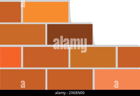 Ziegelwand flaches Symbol Bunte Silhouette Vektor Illustration Stock Vektor