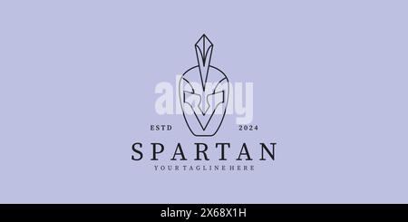 Minimalistisches Design mit Logo-Linie und spartanischem Vektor Stock Vektor