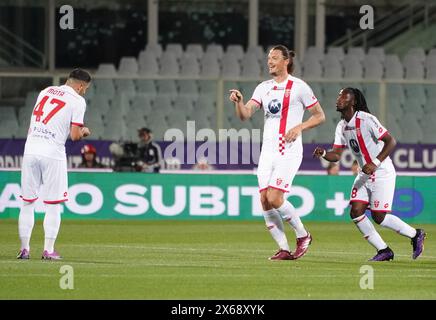 Florenz, Italien. Mai 2024. Monzas Milan Djuric feiert, nachdem er das Tor von 0-1 während des Fußballspiels der Serie A zwischen Fiorentina und Monza im Artemio Franchi-Stadion in der Mitte Italiens erzielte - Montag, den 13. Juni 2024. Sport - Fußball (Foto: Marco Bucco/La Presse) Credit: LaPresse/Alamy Live News Stockfoto