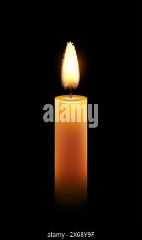 Vektor Wachs Kerze Flamme isoliert Licht Hintergrund, realistisches Kerzenlicht Stock Vektor