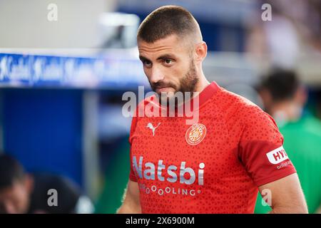 David Lopez vom Girona FC sieht beim LaLiga EA Sports Spiel zwischen Deportivo Alaves und Girona FC am 10. Mai 2024 im Mendizorrotza Stadium an Stockfoto