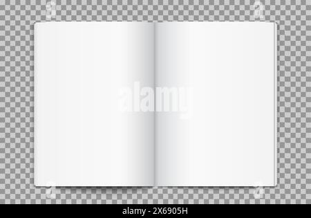Leere geöffnete Magazinvorlage. Öffnen Sie die Buchseite. Reinigen Sie den Hintergrund der Broschüre oder Magazinvorlage Stock Vektor