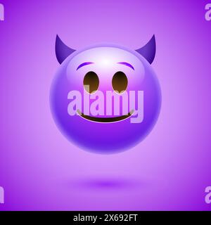 Emoji Crtoon Teufel böse Gesicht wütend oder glücklich Emoticon Mann gruselig Stock Vektor
