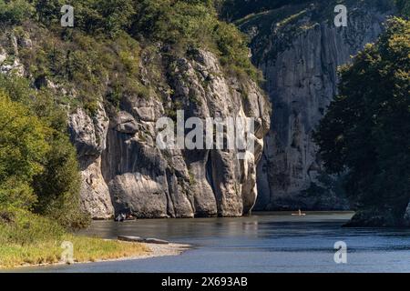 Paddeln Sie in der Weltenburger enge, Donauschlucht bei Weltenburg, Bayern, Deutschland Stockfoto