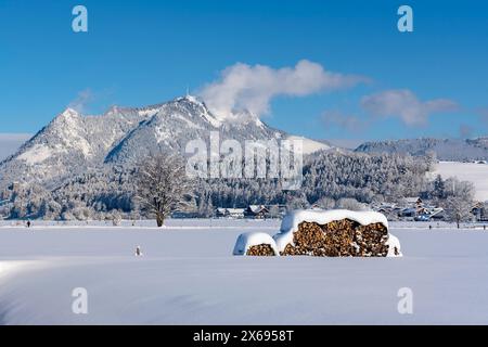 Sonthofen - Altstädten, Winterlandschaft im Illertal Stockfoto