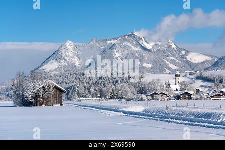 Sonthofen - Altstädten, Winterlandschaft im Illertal Stockfoto