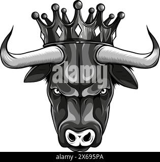 vektordarstellung eines King Bull Head im monochromen Stil Stock Vektor